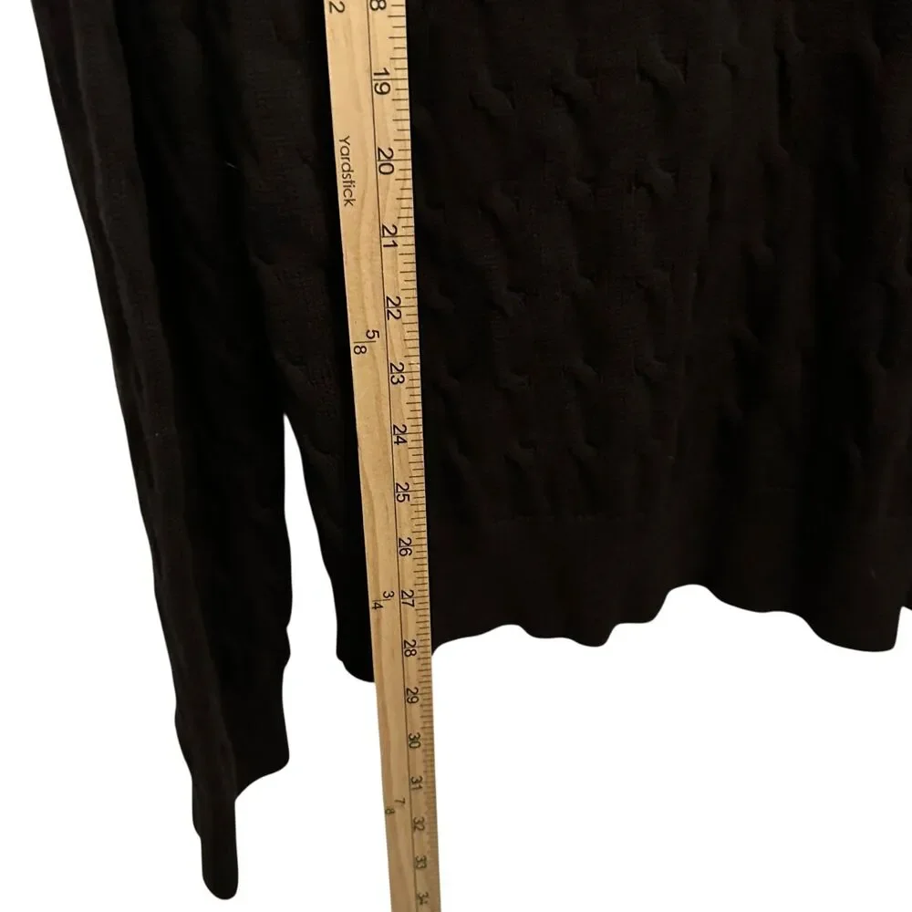 Banana Republic Men's Dark Brown 1/4 Zip Cotton Cableknit Sweater Size‎ XL